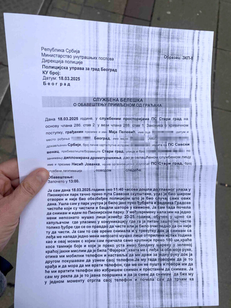 Scenaristkinja Maja Pelević napadnuta s leđa u Pionirskom parku 1 20250318 1525411