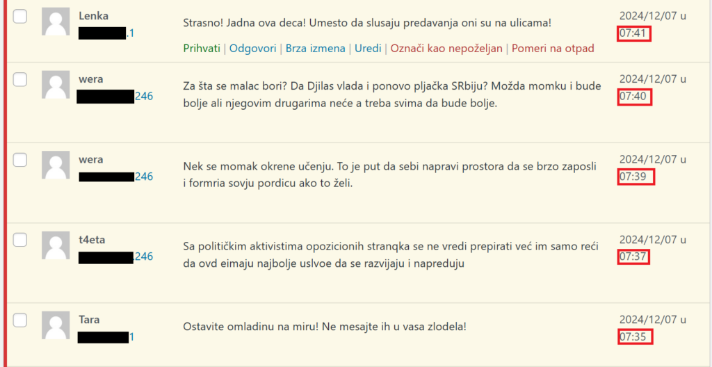 Zašto puštamo botovske komentare 15 komenzari analiza 2