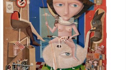 Snezana Petrovic Lov na strahove od sutra2025 ulje na drvetu 80x78cm