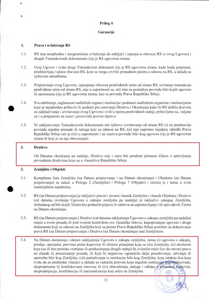 Za zakup na 99 godina Kušner neće platiti ni evro 20 INVESTICIONI UGOVOR Predlog SRB 12.02.2024. 22 copy 1