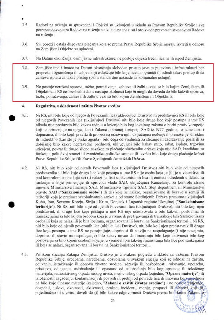 Za zakup na 99 godina Kušner neće platiti ni evro 21 INVESTICIONI UGOVOR Predlog SRB 12.02.2024. 23 copy 1