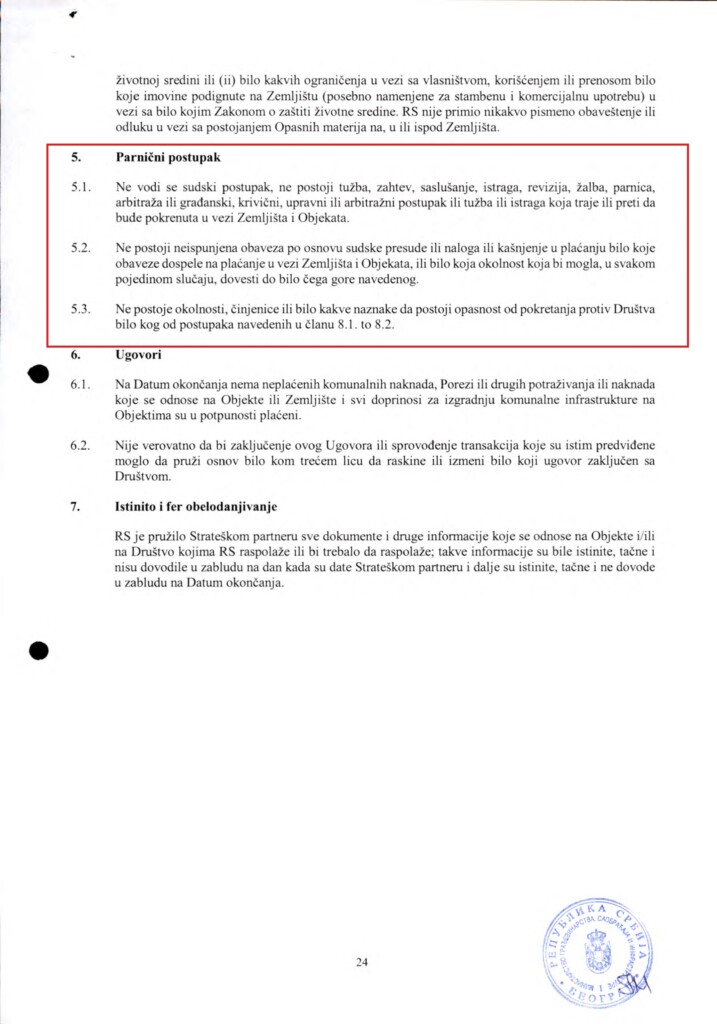 Za zakup na 99 godina Kušner neće platiti ni evro 22 INVESTICIONI UGOVOR Predlog SRB 12.02.2024. 24 copy 1