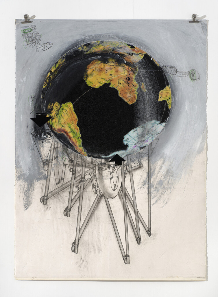 Čudnovata bića 2 Мрђан Бајић ГЛОБУС 2012. колаж и акрилик на ручно рађеном папиру 170 x 125 цм copy