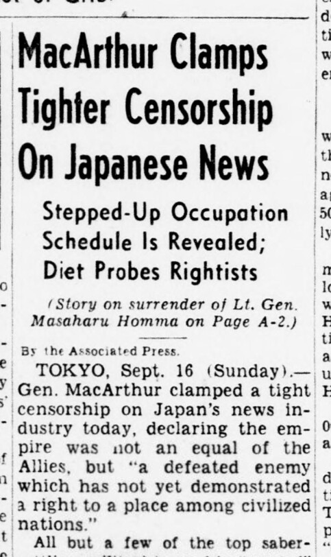 foto 3 General Mekartur poostrava cenzuru japanskih vesti The Sunday Star 16 9.1945