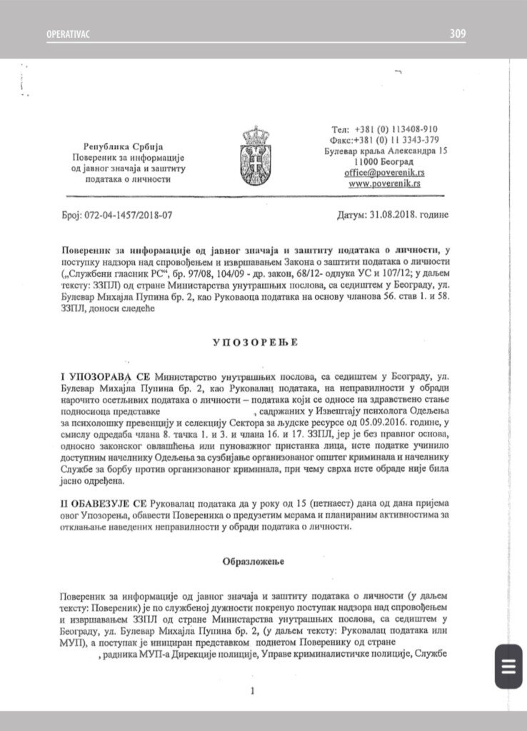 4 Upozorenje Poverenika